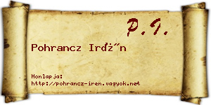 Pohrancz Irén névjegykártya